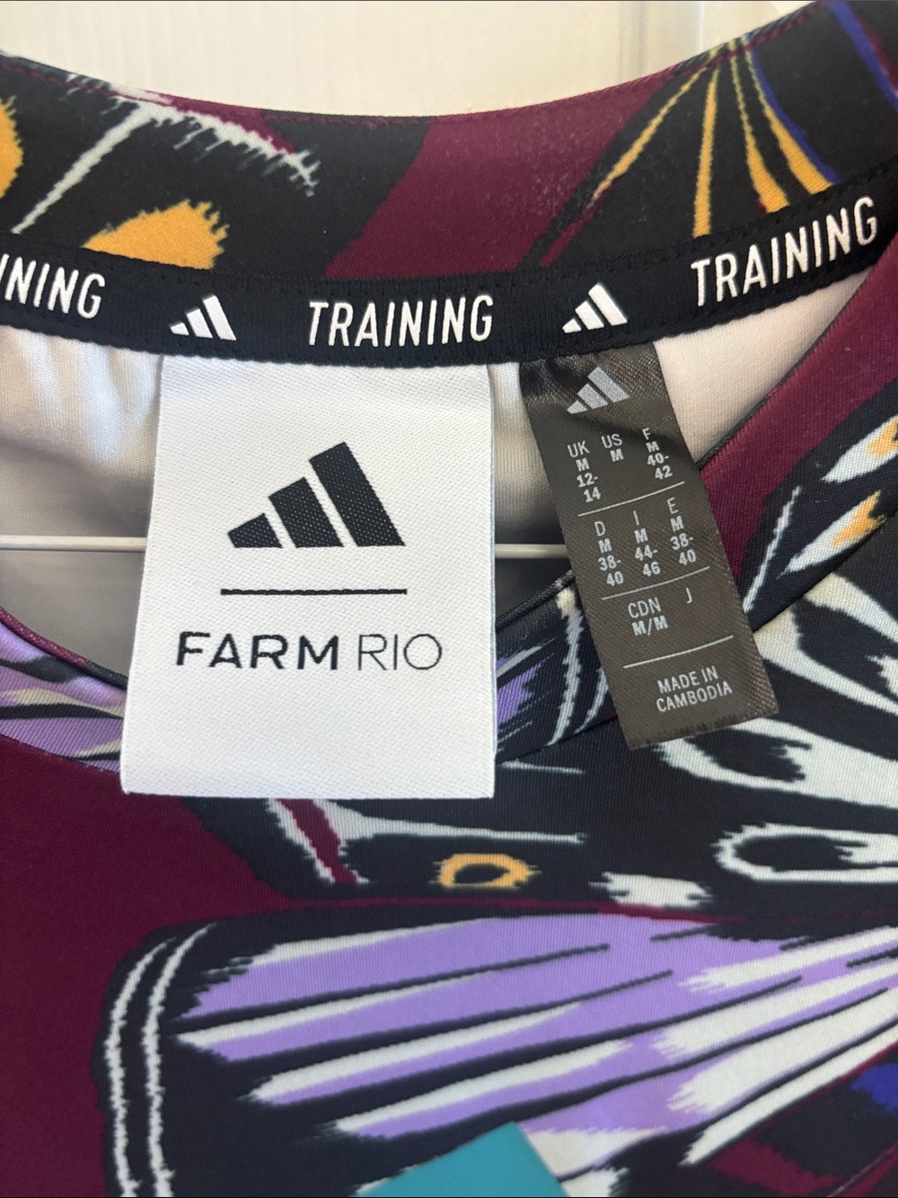 adidas Women's Maroon Butterfly Print Tank with Teal Logo - Picture 2 of 6
